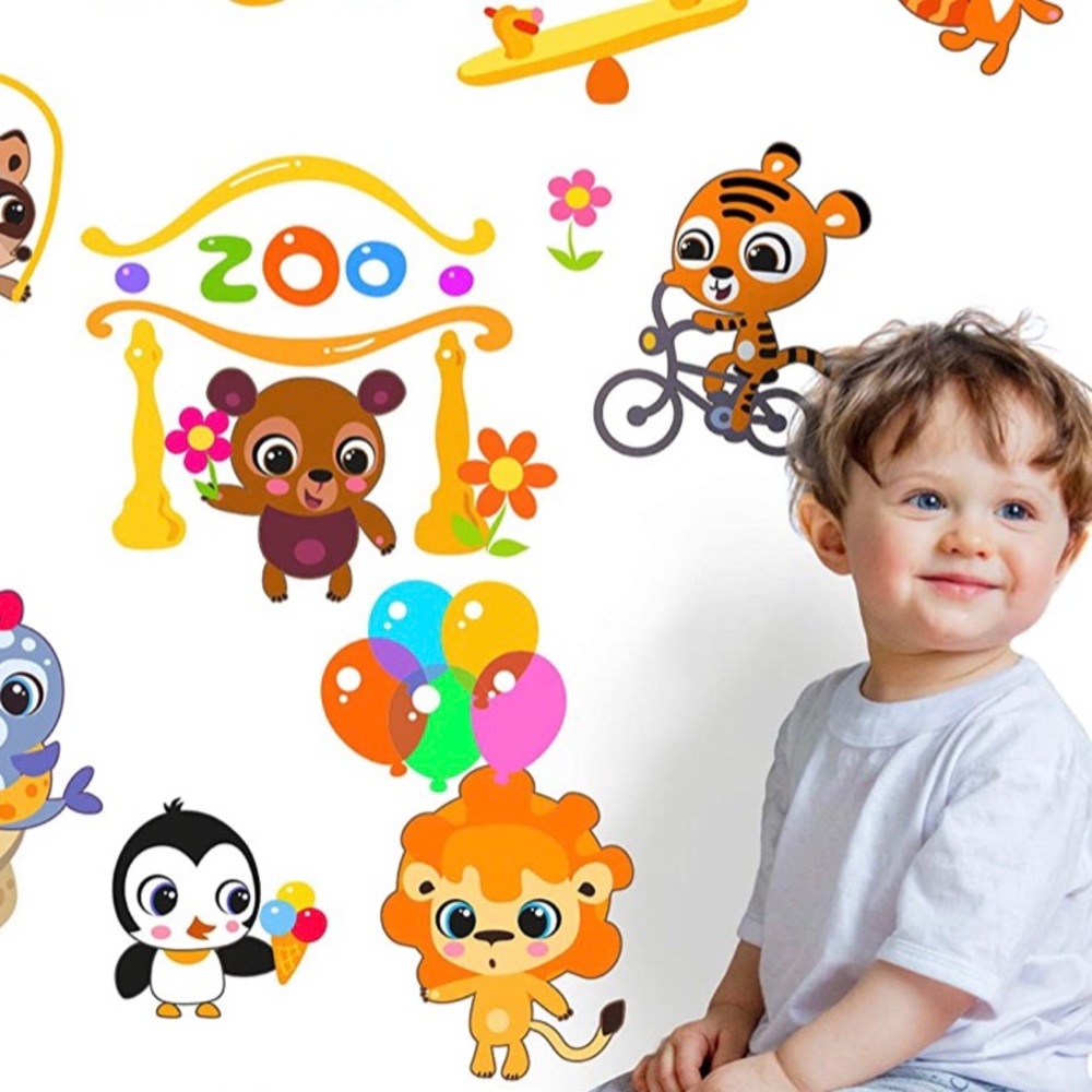 Wall Decals-5 Sheets-Zoo Animals
